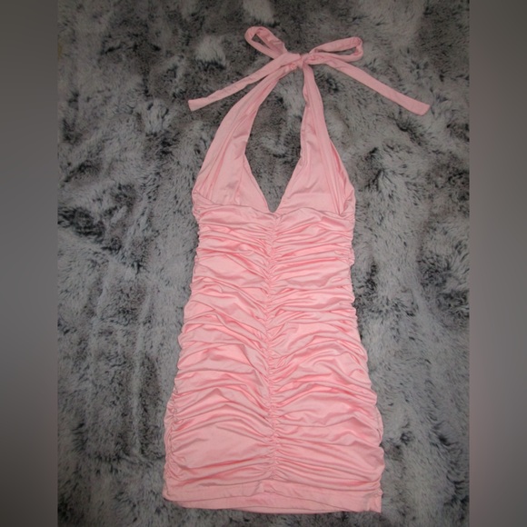 Pink Halter Neck Mini Dress with Ruffles! - Picture 2 of 2
